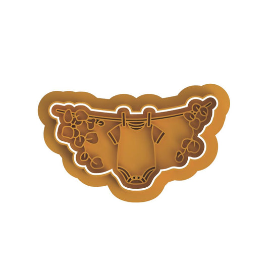 Hanging baby onesie with leaves Cutter & Stamp