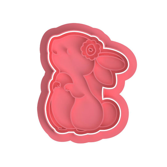 Bunny with flower Stamp & Cutter #1
