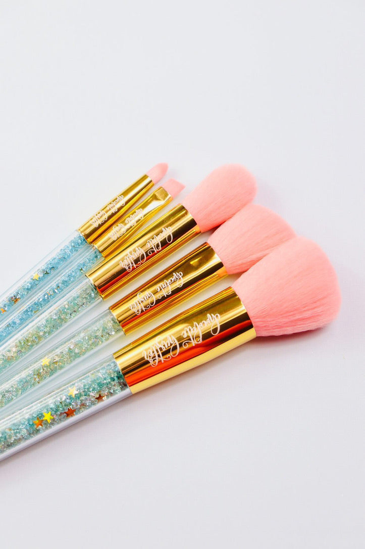 MINT AND PINK 5 PC BRUSH SET