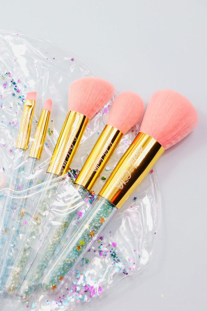 MINT AND PINK 5 PC BRUSH SET